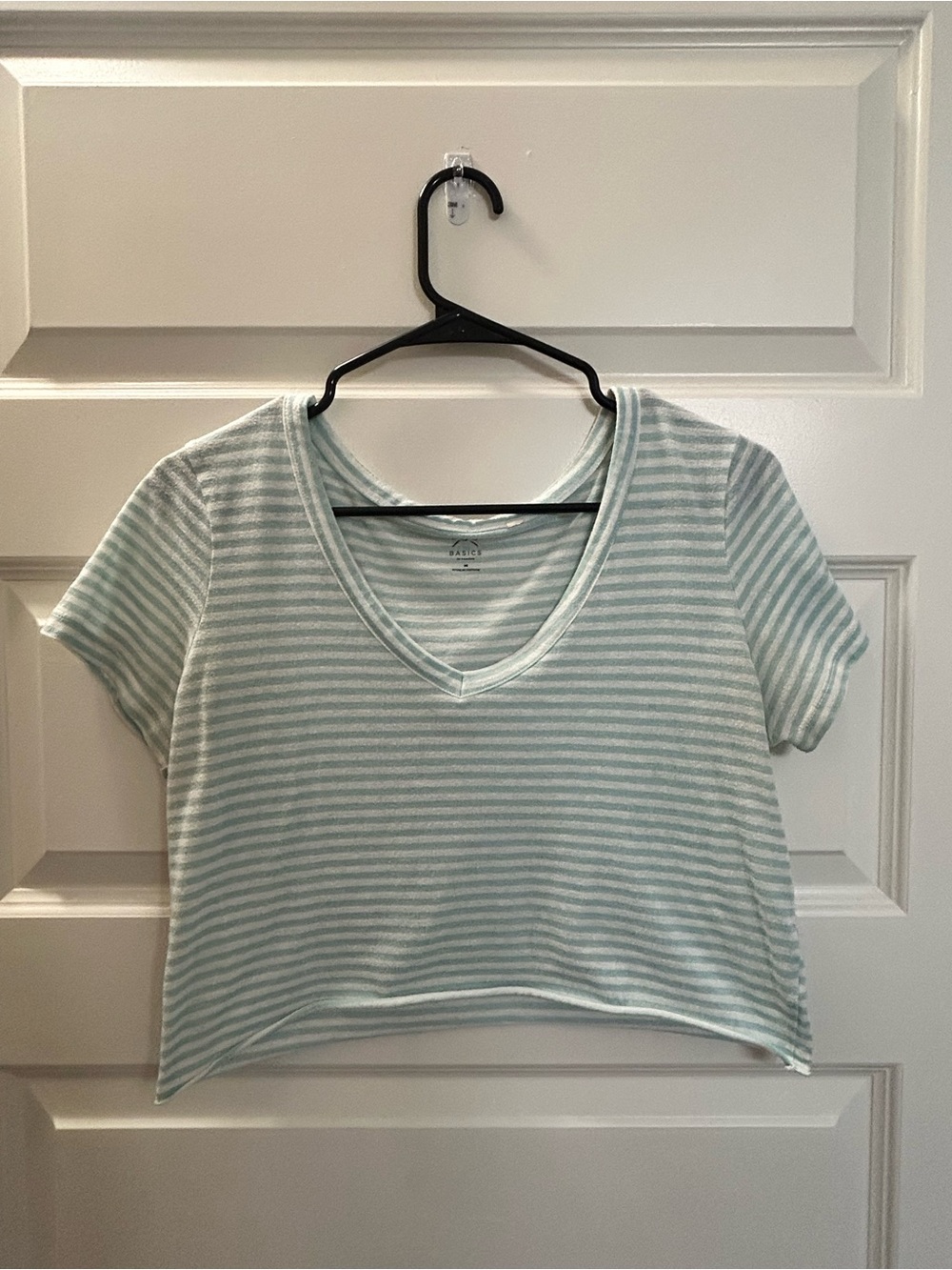 PacSun Mint and White Striped V-Neck Crop Top